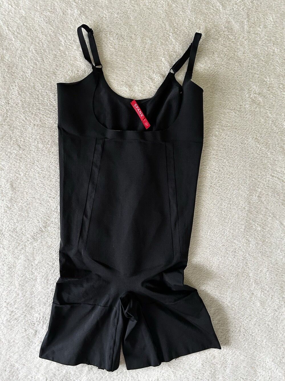 Spanx OnCore Mid-Thigh Bodysuit Black Sculpting Shapewear Size Large